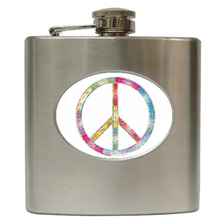 Flourish Decorative Peace Sign Hip Flask (6 oz)