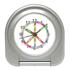 Flourish Decorative Peace Sign Travel Alarm Clock by Cemarart