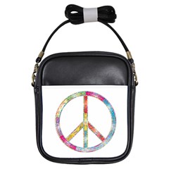 Flourish Decorative Peace Sign Girls Sling Bag by Cemarart