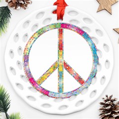 Flourish Decorative Peace Sign Ornament (round Filigree) by Cemarart