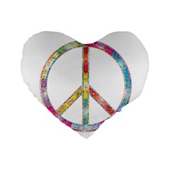 Flourish Decorative Peace Sign Standard 16  Premium Heart Shape Cushions by Cemarart