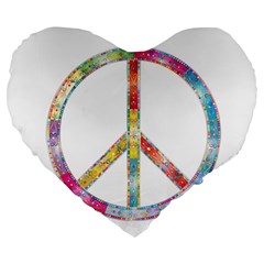 Flourish Decorative Peace Sign Large 19  Premium Heart Shape Cushions