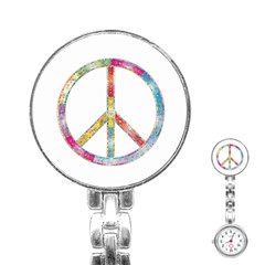 Flourish Decorative Peace Sign Stainless Steel Nurses Watch by Cemarart