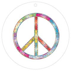 Flourish Decorative Peace Sign Uv Print Acrylic Ornament Round by Cemarart