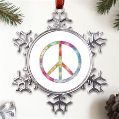 Flourish Decorative Peace Sign Metal Large Snowflake Ornament by Cemarart