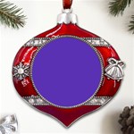 Ultra Violet Purple Metal Snowflake And Bell Red Ornament Front