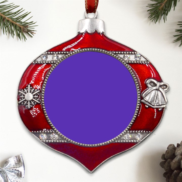 Ultra Violet Purple Metal Snowflake And Bell Red Ornament