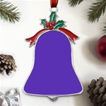 Ultra Violet Purple Metal Holly Leaf Bell Ornament Front