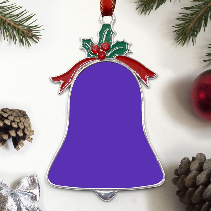 Ultra Violet Purple Metal Holly Leaf Bell Ornament