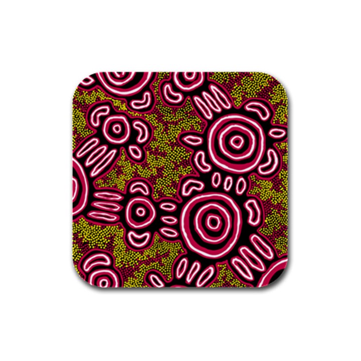 Authentic Aboriginal Art - You Belong Rubber Square Coaster (4 pack)