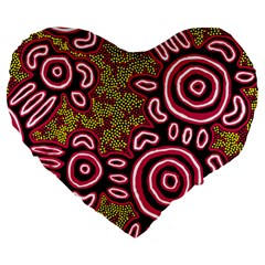 Authentic Aboriginal Art - You Belong Large 19  Premium Heart Shape Cushions by hogartharts