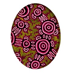 Authentic Aboriginal Art - You Belong Oval Glass Fridge Magnet (4 Pack) by hogartharts