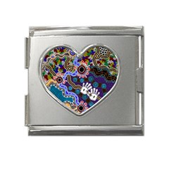 Authentic Aboriginal Art - Discovering Your Dreams Mega Link Heart Italian Charm (18mm) by hogartharts