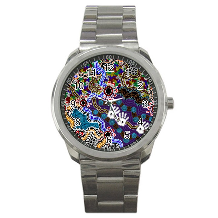 Authentic Aboriginal Art - Discovering Your Dreams Sport Metal Watch