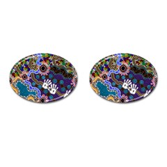 Authentic Aboriginal Art - Discovering Your Dreams Cufflinks (oval) by hogartharts