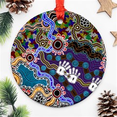 Authentic Aboriginal Art - Discovering Your Dreams Round Ornament (two Sides) by hogartharts