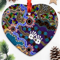 Authentic Aboriginal Art - Discovering Your Dreams Heart Ornament (two Sides) by hogartharts