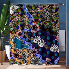 Authentic Aboriginal Art - Discovering Your Dreams Shower Curtain 60  X 72  (medium)  by hogartharts