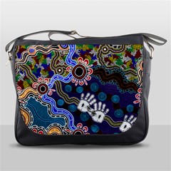 Authentic Aboriginal Art - Discovering Your Dreams Messenger Bag by hogartharts