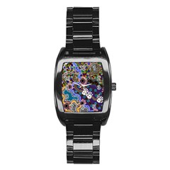 Authentic Aboriginal Art - Discovering Your Dreams Stainless Steel Barrel Watch by hogartharts