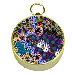 Authentic Aboriginal Art - Discovering Your Dreams Gold Compasses by hogartharts