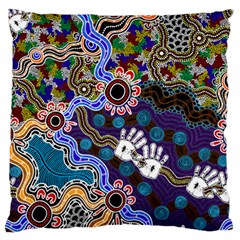 Authentic Aboriginal Art - Discovering Your Dreams Standard Premium Plush Fleece Cushion Case (one Side) by hogartharts