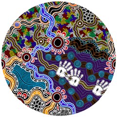 Authentic Aboriginal Art - Discovering Your Dreams Wooden Puzzle Round by hogartharts