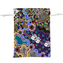 Authentic Aboriginal Art - Discovering Your Dreams Lightweight Drawstring Pouch (xl) by hogartharts