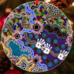 Authentic Aboriginal Art - Discovering Your Dreams Uv Print Acrylic Ornament Round by hogartharts