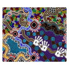 Authentic Aboriginal Art - Discovering Your Dreams Premium Plush Fleece Blanket (small) by hogartharts