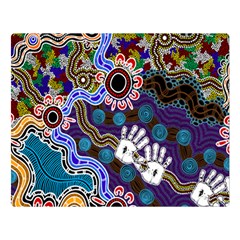 Authentic Aboriginal Art - Discovering Your Dreams Premium Plush Fleece Blanket (large) by hogartharts