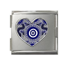 Authentic Aboriginal Art - Gathering Mega Link Heart Italian Charm (18mm) by hogartharts