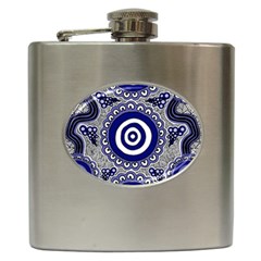 Authentic Aboriginal Art - Gathering Hip Flask (6 Oz) by hogartharts