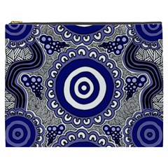 Authentic Aboriginal Art - Gathering Cosmetic Bag (xxxl) by hogartharts