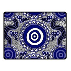 Authentic Aboriginal Art - Gathering Two Sides Fleece Blanket (small) by hogartharts