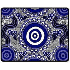 Authentic Aboriginal Art - Gathering Two Sides Fleece Blanket (medium) by hogartharts