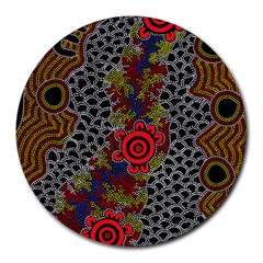 Authentic Aboriginal Art - Gathering 2 Round Mousepad by hogartharts