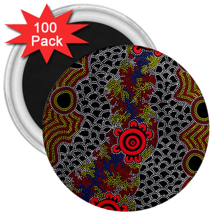 Authentic Aboriginal Art - Gathering 2 3  Magnets (100 pack)