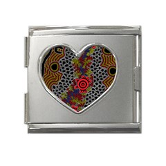 Authentic Aboriginal Art - Gathering 2 Mega Link Heart Italian Charm (18mm) by hogartharts