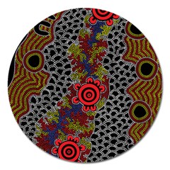 Authentic Aboriginal Art - Gathering 2 Magnet 5  (round) by hogartharts