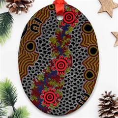 Authentic Aboriginal Art - Gathering 2 Oval Ornament (two Sides) by hogartharts