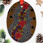 Authentic Aboriginal Art - Gathering 2 Oval Ornament (Two Sides) Front