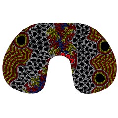 Authentic Aboriginal Art - Gathering 2 Travel Neck Pillow by hogartharts