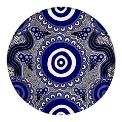 Authentic Aboriginal Art - Gathering Round Glass Fridge Magnet (4 Pack) by hogartharts