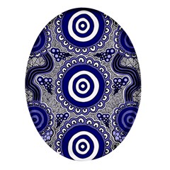 Authentic Aboriginal Art - Gathering Oval Glass Fridge Magnet (4 Pack) by hogartharts