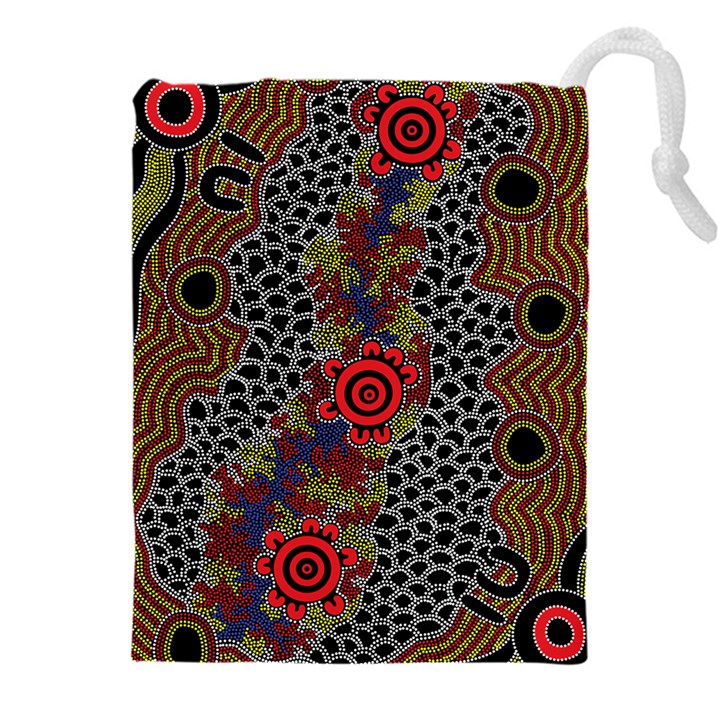 Authentic Aboriginal Art - Gathering 2 Drawstring Pouch (4XL)