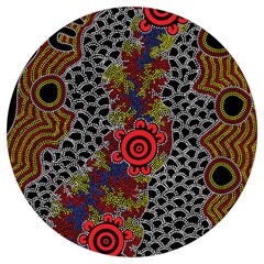 Authentic Aboriginal Art - Gathering 2 Round Trivet by hogartharts