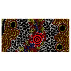 Authentic Aboriginal Art - Gathering 2 Banner And Sign 8  X 4  by hogartharts