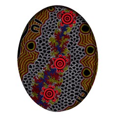 Authentic Aboriginal Art - Gathering 2 Oval Glass Fridge Magnet (4 Pack) by hogartharts