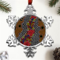 Authentic Aboriginal Art - Gathering 2 Metal Small Snowflake Ornament by hogartharts